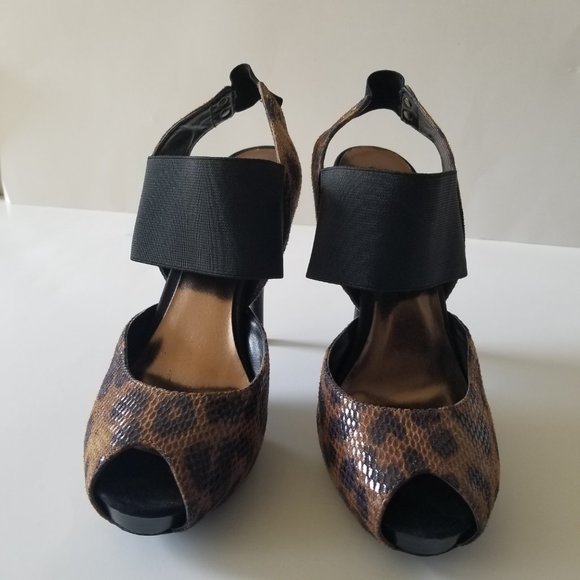 Simply Vera, Vera Wang Brown Animal Print Open Toe Stiletto 8.5 - Picture 4 of 11